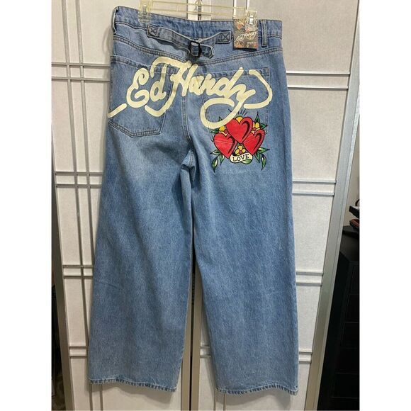 Ed Hardy Dagger Heart Retro Light Flare Jeans NWT size 32 - Picture 9 of 11